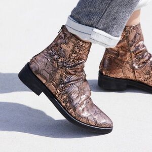 Free People Amarone Gold Metallic Snake Print Boots